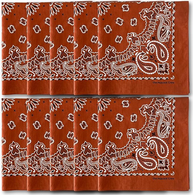 The Peacock Crew Premium Soft Cotton Bandanas Pack for Men and Women Paisley 22 x 22 inches