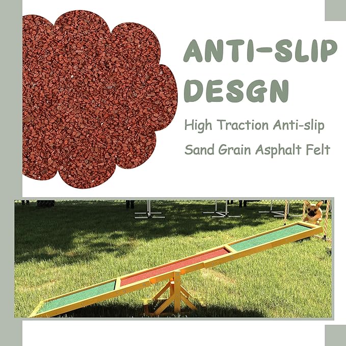 71" Wooden Dog Agility Seesaw for Training and Exercise - Outdoor Dogs Seesaw for Advanced Dog Obstacle Courses, Dogs Agility Ramp Training Platform Equipment (Natural)