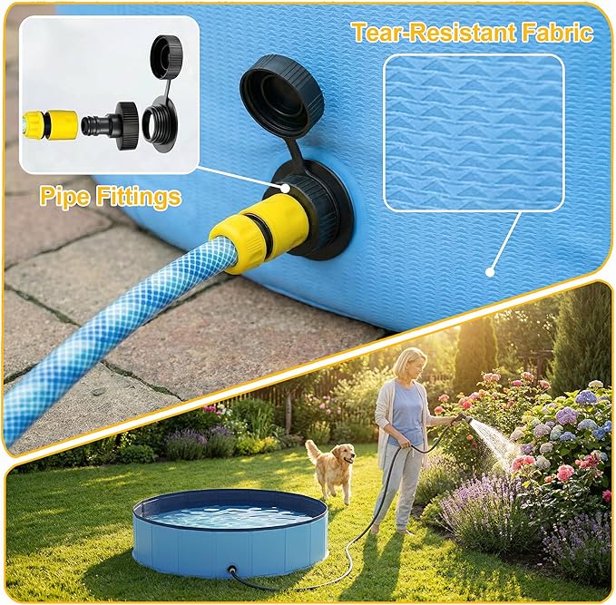 Foldable Dog Pool, Collapsible Dog Swimming Pool Hard Plastic Portable Pets Bath Tub for Dogs and Cats, Pet Wading Pool for Indoor Outdoor Backyard