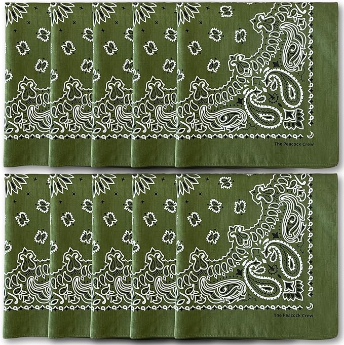 The Peacock Crew Premium Soft Cotton Bandanas Pack for Men and Women Paisley 22 x 22 inches