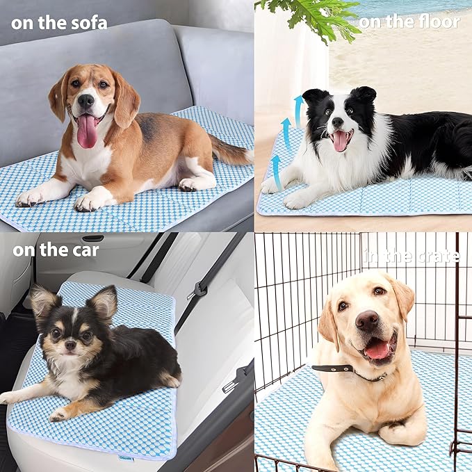 Dog Cooling Mat for Large Dogs - 47x29 Orthopedic Memory Foam Pet Pad for Summer, QMAX>0.5, Washable Premium Comfort Crate Pad for Your Furry Companion, Blue