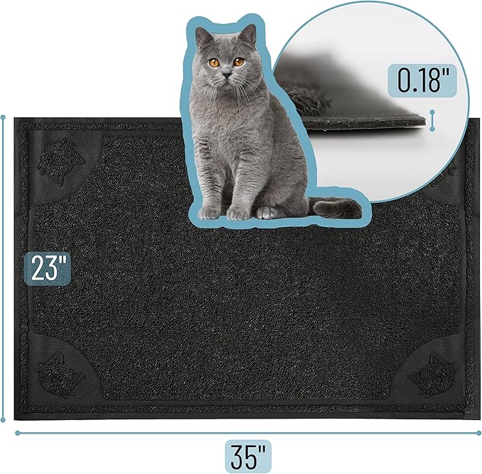 Mr. Pen- Large Cat Litter Mat, 23”x 35”, Black Cat Litter Box Mat, Cat Litter Mat Litter Trapping Mat, Cat Mats for Litter Large, Litter Mat for Litter Box, Large Litter Mat