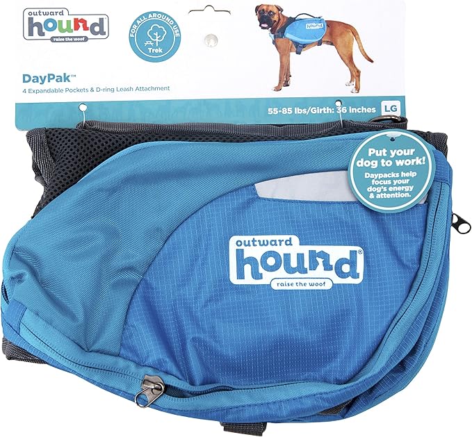 Outward Hound DayPak Blue Dog Saddleback Backpack, Large