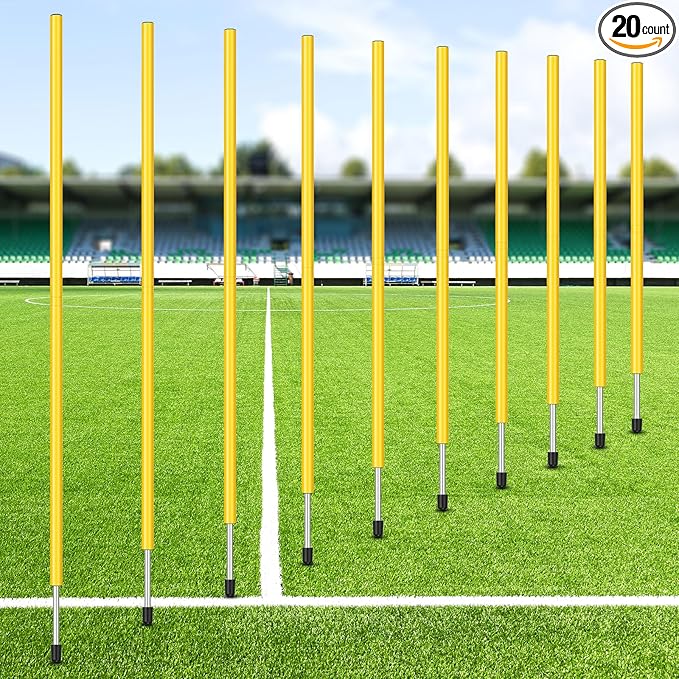 Blulu 5/10/30pcs Training Agility Poles 5ft Adjustable Soccer Training Poles Soccer Sticks Agility Equipment for Football Sport Football Speed