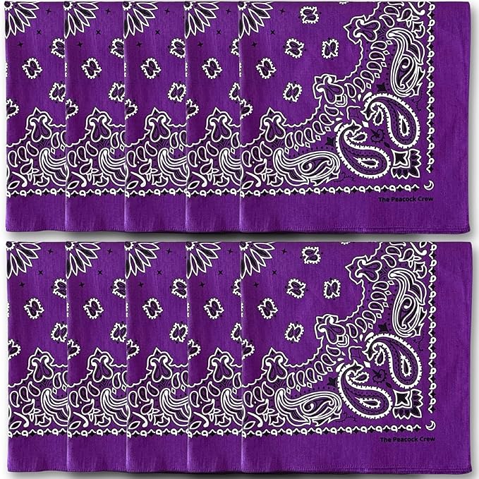 The Peacock Crew Premium Soft Cotton Bandanas Pack for Men and Women Paisley 22 x 22 inches