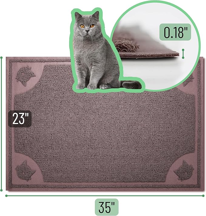 Mr. Pen- Large Cat Litter Mat, 23.5”X 35.2”, Brown, Trapping Mat for Litter Box, Cat Rug, Large