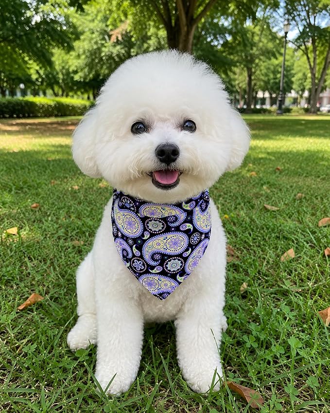 PET SHOW 50 Pack Small Paisley Dog Bandanas Bulk XS Dog Scarves Puppy Floral Bibs Kerchief Set Girl Boy Cats Pet Holiday Party Grooming Accessories