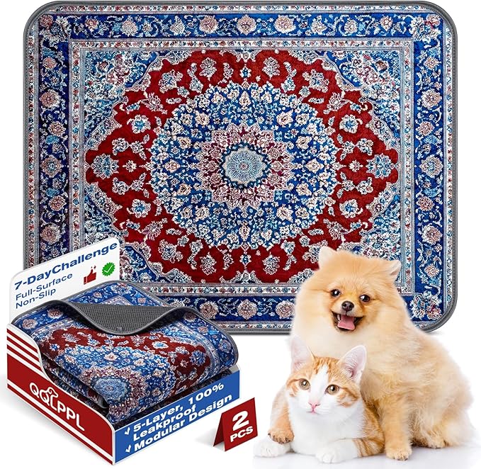Washable Pee Pads for Dogs and Cats, 2 Pack Absorbent Thick Reusable Training Dog Pet Puppy Pads, Waterproof & Non-Slip Whelping Pads for Potty Training, Whelping, Playpen, Crate, Prevents Leakage