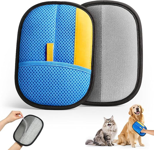 2026 Thickened Electrostatic Pet Hair Removal Gloves (1P) - Reusable Strong Grooming Gloves for Cats & Dogs, Hair Remover for Couch, Furniture, Carpet, Car Seats & Clothing (Blue)