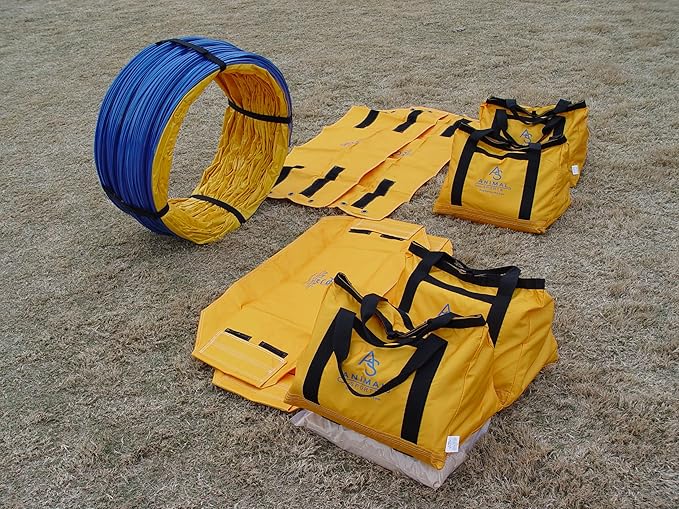 20' Heavy Duty Dog Agility Tunnel with 2 Sets of Tiedown System, Competition & Training, Multiple Colors, 2 Lengths (Yellow)
