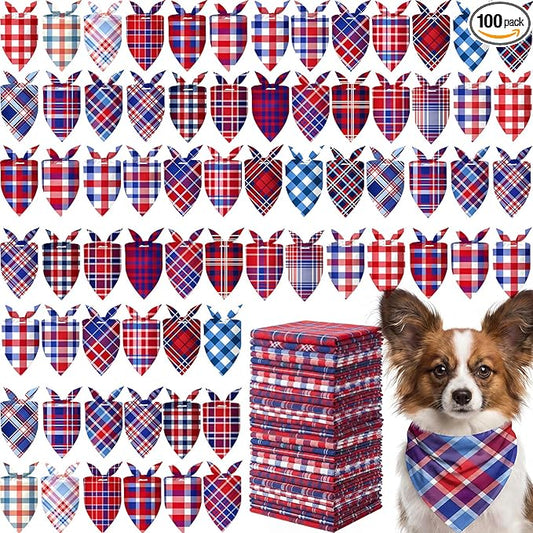Abbylike 100 Pcs Patriotic Dog Bandanas Bulk 4th of July Bandanas for Dogs Triangle Kerchief Scarf for Pet 250th Anniversary Costume Photo Props Accessories Pet Shops, 25 Styles(25.6 x 17.7 x 17.7)