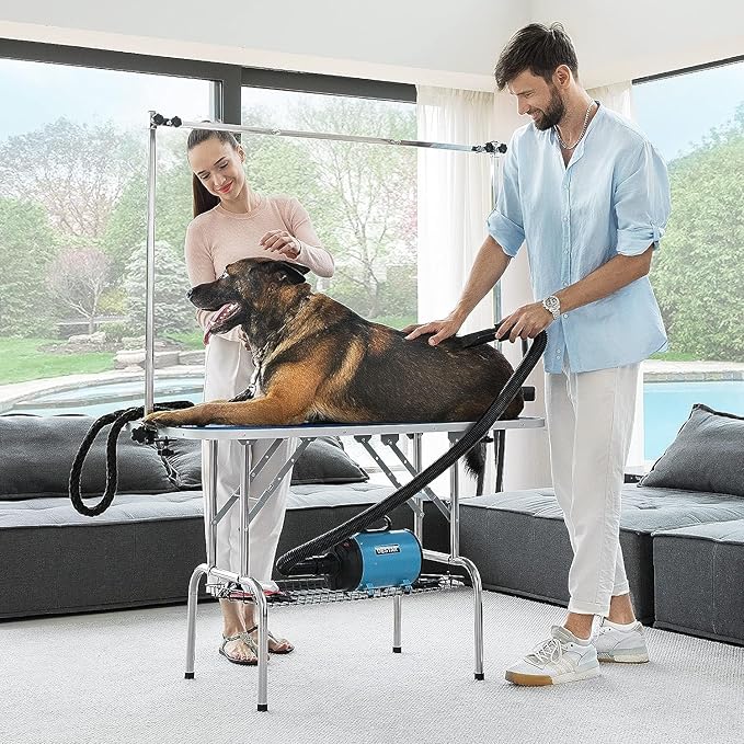 Professional Dog Pet Grooming Table Adjustable Heavy Duty Portable w/Arm & Noose & Mesh Tray (42", Black)