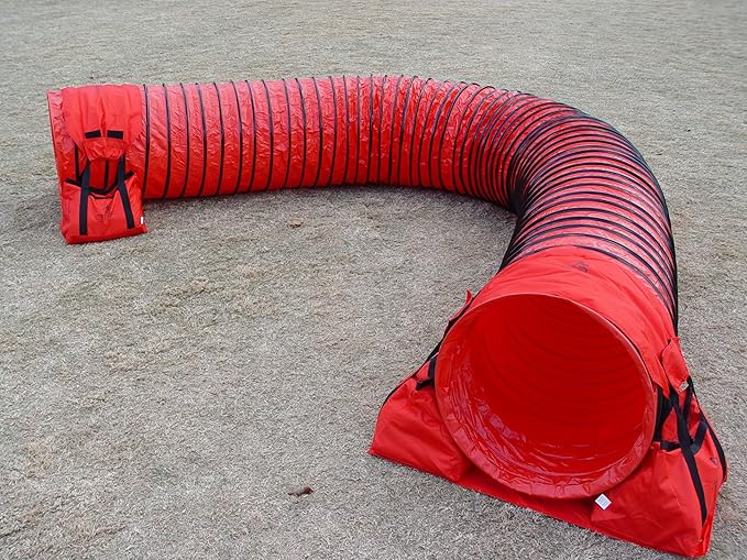 20' Heavy Duty Dog Agility Tunnel with 2 Sets of Tiedown System, Competition & Training, Multiple Colors, 2 Lengths (Red)