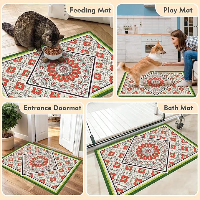 Jumbo Cat Litter Mat Catcher 35"x24" | Ultra-Absorbent Litter Box Rug with PVC Mesh | Non-Slip Cat Rug for litter box, Washable Kitty Litter Mat For Indoor,Garden