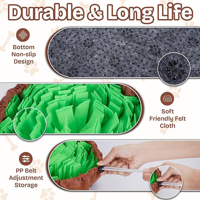 Snuffle Mat for Dogs | Travel-Friendly & Durable Dog Sniff Mat | Encourages Foraging, Mental Stimulation, Slow Eating | Interactive Dog Activity Mat for Puppies & Adult Dogs (Green)
