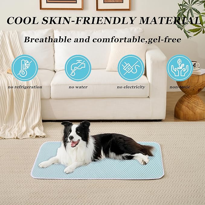 MICROCOSMOS Sleeping Pad & Pet Cooling Mat- Breathable Bubble Surface, EZ Clean. Keep Cooling for Pets, Kids and Adults in Summer.(BlueWhite, 36" x 36")