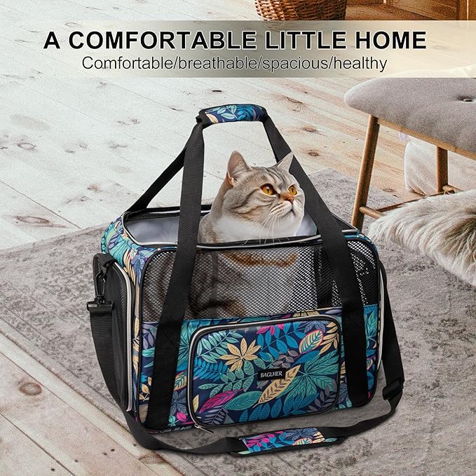 BAGLHER Pet Travel Carrier for Small Medium Cats & Dogs, Airline Approved Soft Sided