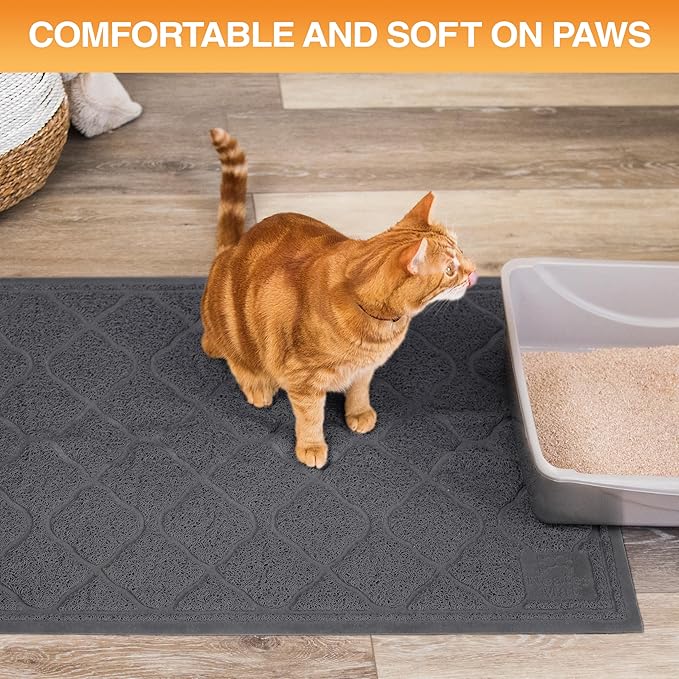 Neater Pets Neater Mat Cat Litter Mat, Thick & Durable Cat Mat for Litter Box, Trapper Pad Catches Mess to Protect Indoor Floors, Soft on Kitty Paws, Anti-Skid Grip Backing, Easy to Clean, Charcoal