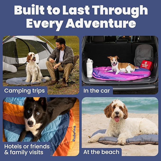 Travel Dog Bed (30" x 22") – Foldable & Packable for Travel, Road Trip, Camping – Lightweight, Water Resistant & Cozy with Soft Padding – Compact, Portable & Machine Washable – Small Breeds: Grey