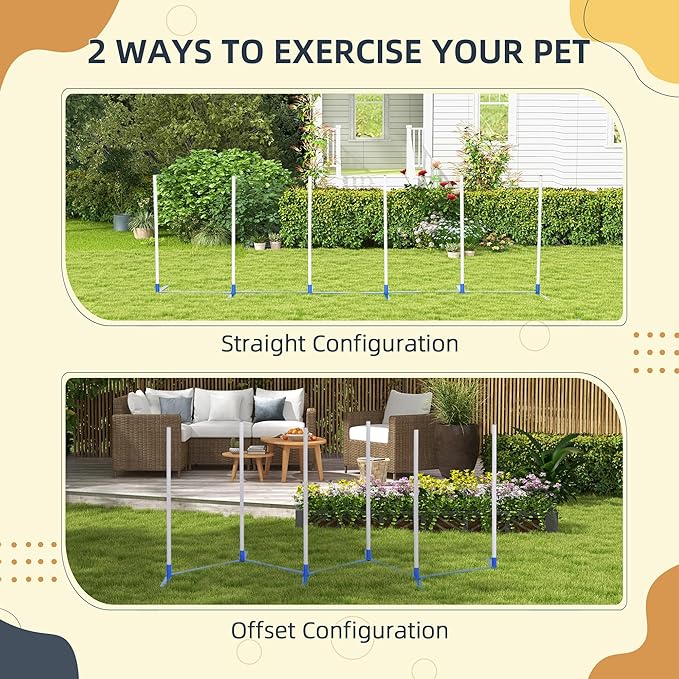 Agility Weaves Poles, Adjustable Dog Agility Kit Training Course Equipment for Puppy with Storage Bag