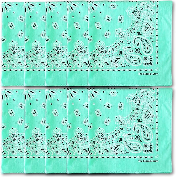 The Peacock Crew Premium Soft Cotton Bandanas Pack for Men and Women Paisley 22 x 22 inches