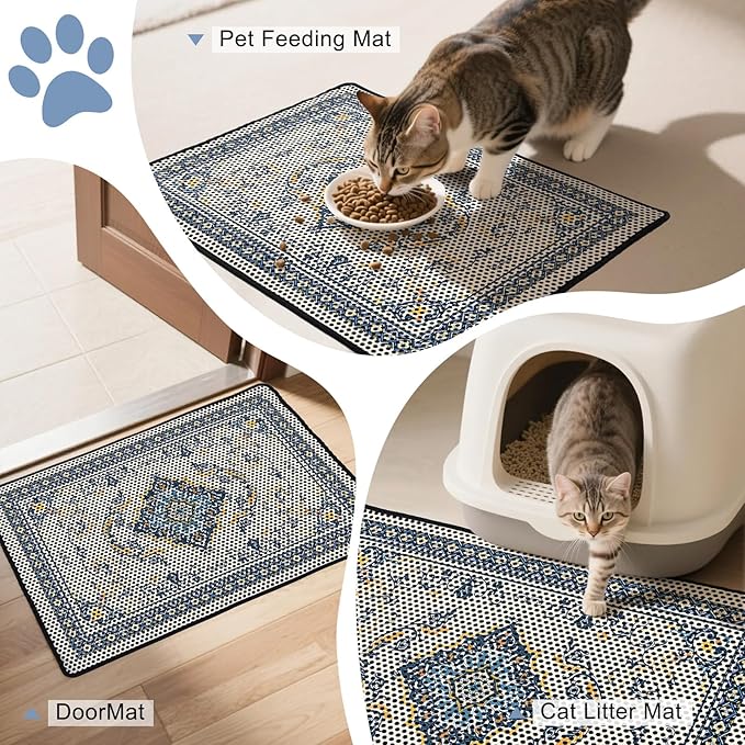 Cat Litter Mat 24"x29.5" Double Layer Waterproof Litter Box Mat Washable Litter Trapping Mat