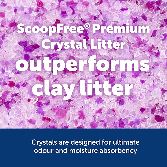 PetSafe ScoopFree Premium Crystal Cat Litter - Outperforms Clay Litter - Less Tracking, Dust for A Fresh Home - Non-Clumping - Two 4.3 lb Bags of Litter (8.6 lb Total) - Lavender