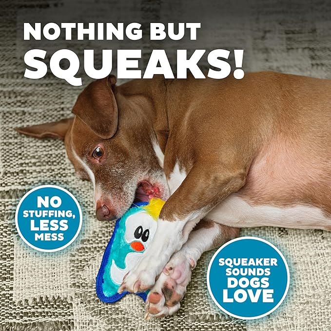 Outward Hound Durablez Minis – Squeaky Plush Dog Toy, No Stuffing for Less Mess, Interactive & Tough, Jumbo Squeaker, Puppies & Small Dogs, Penguin, 6.3" (Pack of 2)