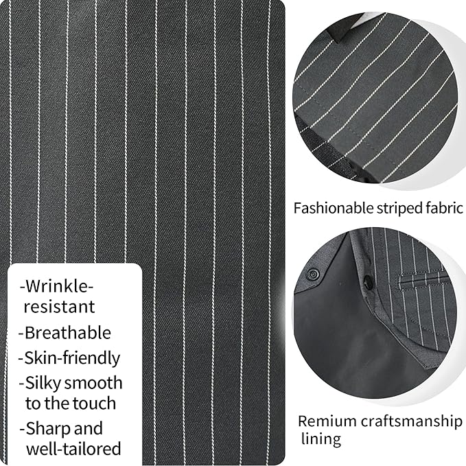 Dog Tuxedo Wedding Suit Shirt with Bow Tie, Formal Outfit Tux Attire for Puppy Small Medium Dogs Cats Costume (Pinstripe Gray, X-Large)