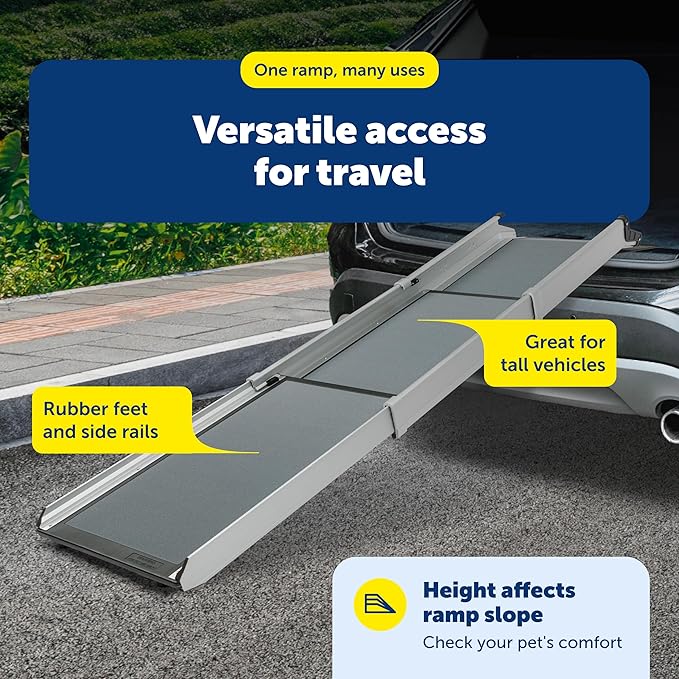 PetSafe Happy Ride Compact Telescoping Dog Ramp, Portable Pet Ramp for Cars, Trucks & SUVs with Adjustable Sizing