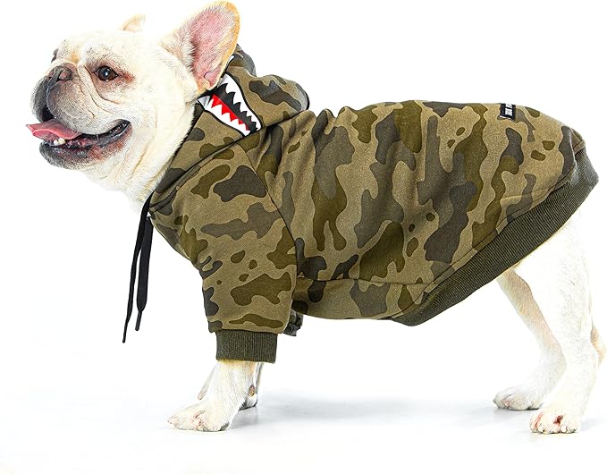 Camo Dog Hoodie Dog Clothes Extra Warm Fleece Lining Stretchy Fit for Small Medium Large Dogs (Camo, Medium)