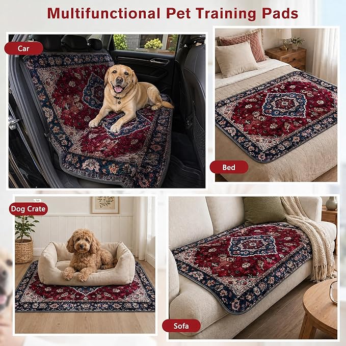 Washable Pee Pads for Dogs and Cats, 2 Pack Absorbent Thick Reusable Training Dog Pet Puppy Pads, Waterproof & Non-Slip Whelping Pads for Potty Training, Whelping, Playpen, Crate, Prevents Leakage