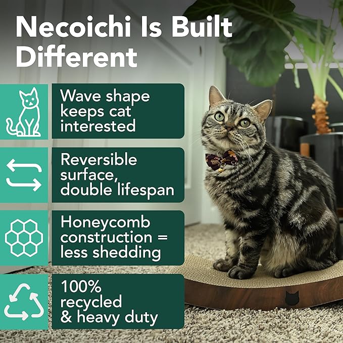 Reversible Wave Cat Scratcher for Indoor Cats - Cat Scratching Board, Horizontal Cat Scratch Pad Lounger with Reversible Usability and Extra Comfort for Lounge(1Pack, Dark Cherry)