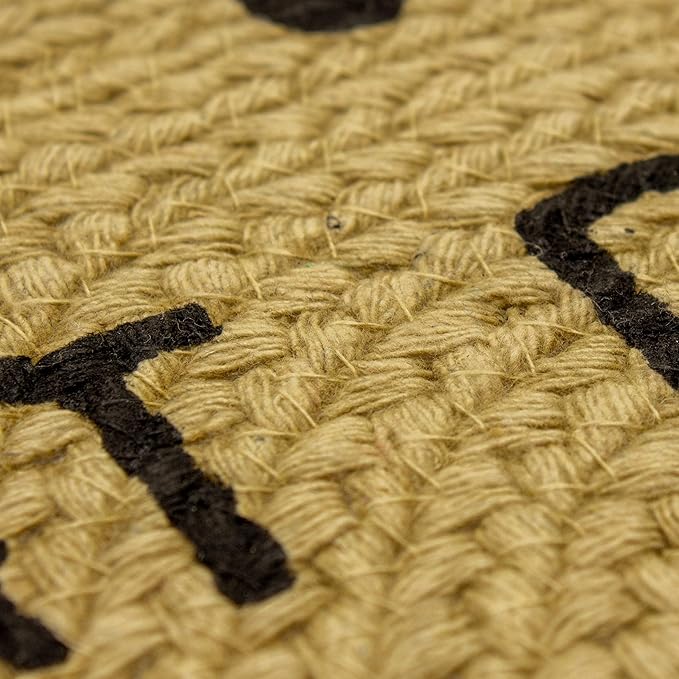 Decorative Dog Feeding Mat/Rug for Bowl Natural Cotton Easy Clean Eat Play Love Bone Shaped 15" x 23" Beige