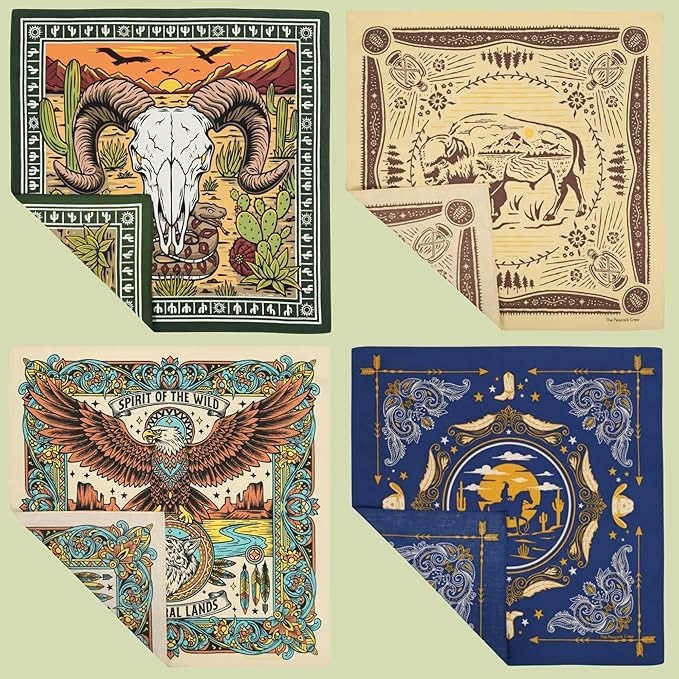 The Peacock Crew Premium Soft Cotton Bandanas Pack for Men and Women Paisley 22 x 22 inches