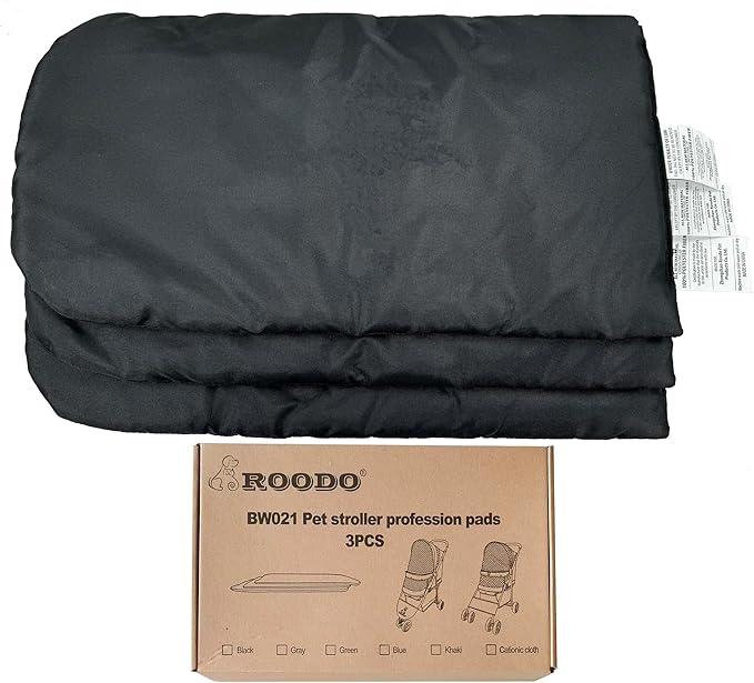 ROODO Pet Stroller Mat,Dog Stroller Cushion,Inner Pad for Exclusive Use,Original,Replaceable,Easy to Clean,Set of 3 pc(Black)