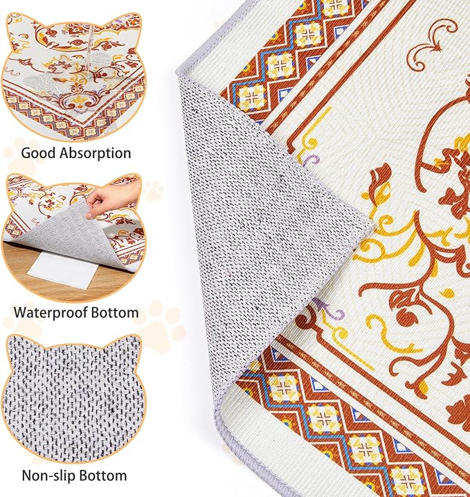 Washable Cat Litter Mat 48"x36" 2Pack with Non-Slip Bottom Waterproof Litter Box Mat Easy to Clean Litter Trapping Mat for Kitty