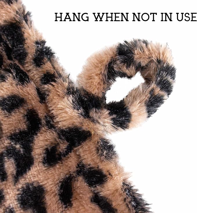 Downtown Pet Supply Thermal Cat Bed - Insulated Cat Mat with Aluminum Film & Sherpa Backing - Washer Safe Faux Fur Cover - Self-Warming Nap - Large - Animal Print Beige - 31 x 18 in