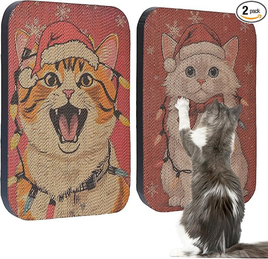 2 Packs Art Cat Wall-Mountable Scratching Board 16.7x11x1 Inch Cat Wall Scratch Pad and Scratcher for Indoor Cats Furniture Protector (Storybook Cat)