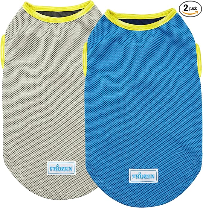 KYEESE 2Pack Dog Cooling Shirt, Breathable Dog Shirt for Medium Large Dogs, Sun Protection Dogs Cooling Vest Tank Top, Lightweight Soft Sleeveless Summer Pet Clothes, Boat+Ice Cream, 2XL