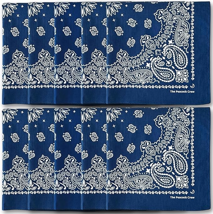 The Peacock Crew Premium Soft Cotton Bandanas Pack for Men and Women Paisley 22 x 22 inches