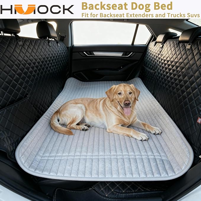Backseat Dog Bed for Car Back Seat, Dog Mat for Car Backseat Pet Bed Mat, Non-Slip Travel Pet Mat, Fit for Backseat Extenders and Trucks Suvs (Grey, 27.5x55 Inch)
