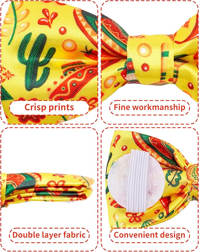 PET SHOW 10 Pack Mexican Small Dog Bow Ties Sliding Collar Attachments Puppy Cats Cinco De Mayo Fiesta Bowties for Medium Dogs Summer Mexico Bowknots Party Holiday Pet Grooming Accessories(Small)