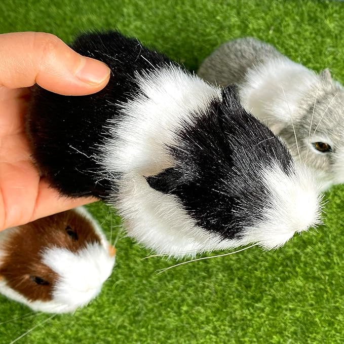 3 Pcs Assorted Color Realistic Hamster Figurines Plush Toys – Lifelike Guinea Pig Stuffed Animals, Home Decor, Kids Gift, Party Favors, Rodent Photo Props