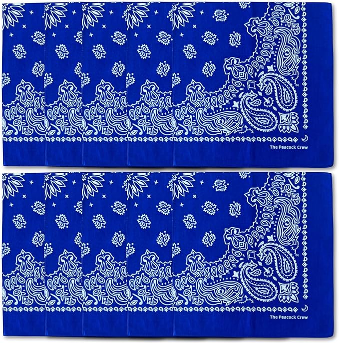 The Peacock Crew Premium Soft Cotton Bandanas Pack for Men and Women Paisley 22 x 22 inches