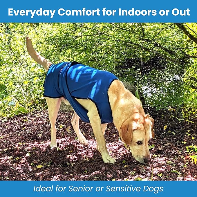 Dog Cooling Vest. Lightweight Jacket with Evaporative Cool Microfiber Technology, UV Protection Shirt for Beach, Sizing for Small, Medium and Large Dogs (L, Dark Blue)