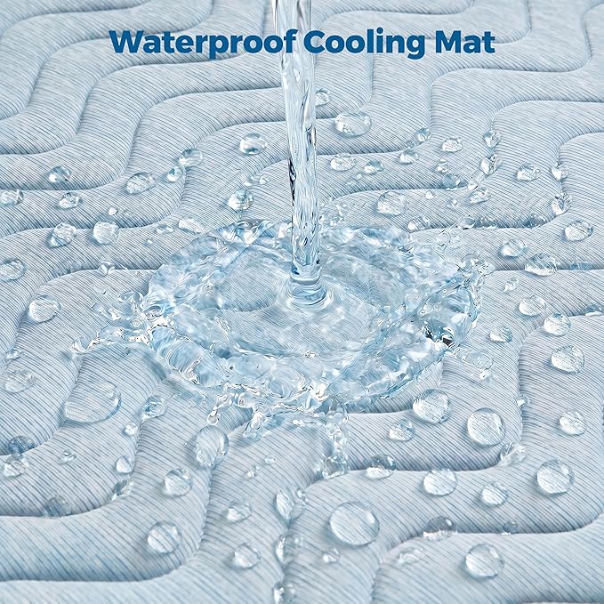 PPOLCA Waterproof Cooling Mat for Medium Dogs - Q-MAX>0.5, Thin Memory Foam Kennel Dog Crate Bed, Portable Non-Slip & Machine Washable Dog Pad for Indoor & Outdoor 21x29, Blue