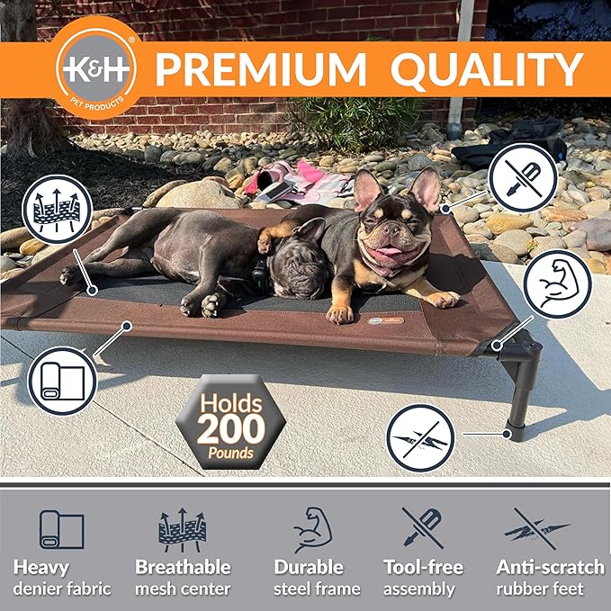 K&H Pet Products Original Elevated Pet Cot Tan with Microfleece Pad