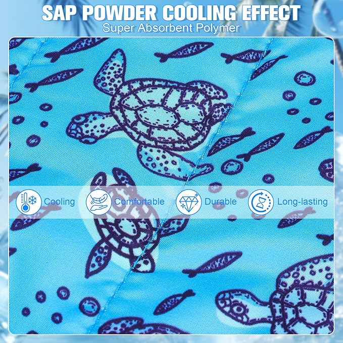 EXPAWLORER Dog Cooling Bandana - 2 Pack Instant Cool Chill Out Dog Scarf, Adjustable Summer Outdoor Ice Neck Cooler Vest, SAP Ice Crystal Powder Physical Cooling Pet Handkerchiefs, Marine Medium