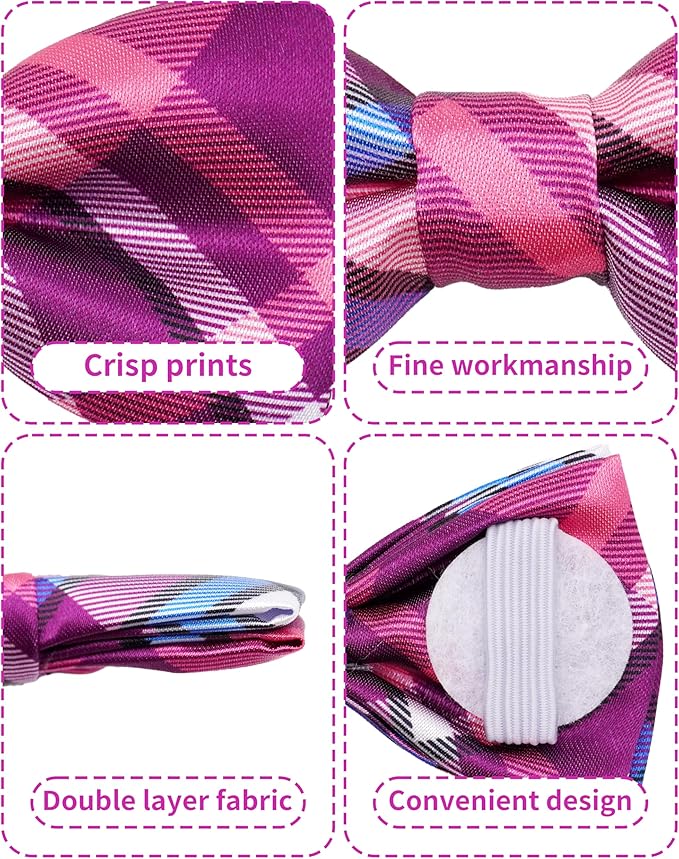 PET SHOW 10 Pack Plaid Big Dog Bow Ties for Large Medium Dogs Sliding Collar Attachments Classic Bowties Rainbow Bowknots Birthday Party Holiday Pet Grooming Accessories(Large)
